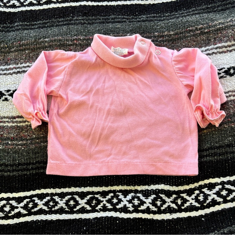 VINTAGE COTTON CANDY BALLET PINK TURTLENECK TOP SIZE 6 MONTHS